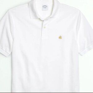 brooks brothers mens stretch polo shirt white slim fit size s
